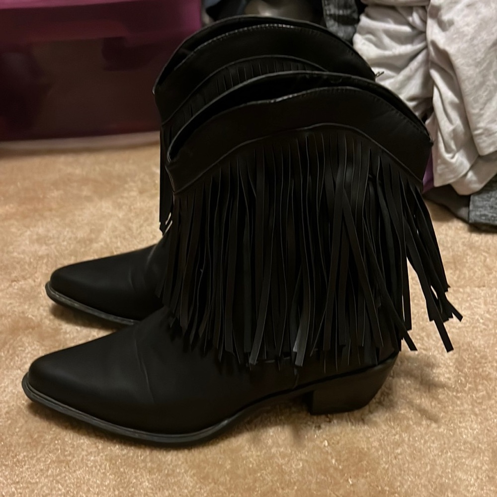 Roper black western fringe booties